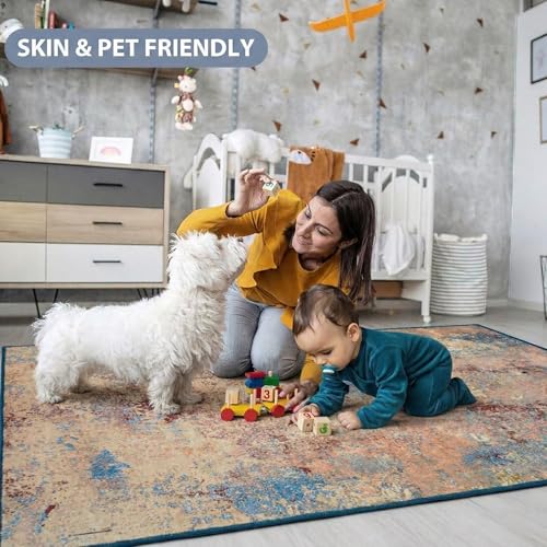 Image of Dream Weaverz Anti Slip Rectangular Carpet for Living Room & Hall | Silk | Flat Woven Soft Washable Floor Mat for Home, Bedroom Floor & Kitchen | Durable Anti Skid Rug for Daily Use (4 X 6) feet