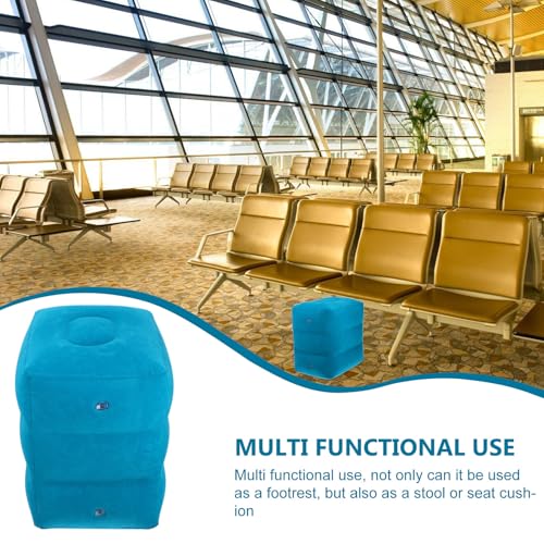 Beavorty Almohada Inflable para Reposapiés de Viaje en Avión y Oficina Cojín Reposapiés Ajustable de Tres Capas Material PVC Suave Color Azul Pavo Real y Versátil para Viajes y Trabajo - imagen 8