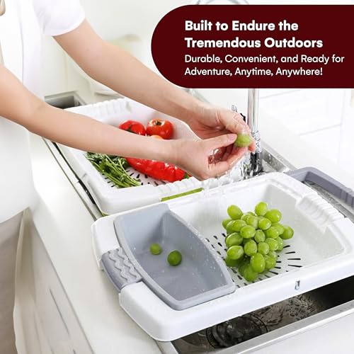 Tabla de Cortar Rectangular Vdomus 40.89 cm x 28.7 cm x 7.62 cm Gris Plástico con Mango Multiusos para Cocina y Camping miniatura 4