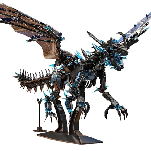 Frost Riesiger Drachen Bausteine Bausatz 1607Stück Magisches Tierisches Modells pielzeug Coole Tiere Modell Drachen Klemmbausteine Sammlungsideen Geschenke für Spiele Fan Kinder Erwachsene(68258)