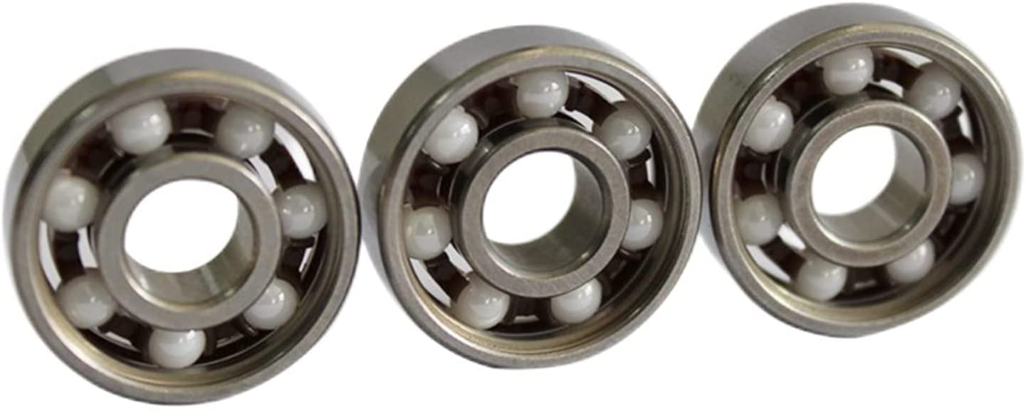 JGNAYRKJQI 10PCS 608 2RS Chrome Steel Ring with White ZrO2 Ceramic Balls Longboard Inline Skate Skateboard Bearings