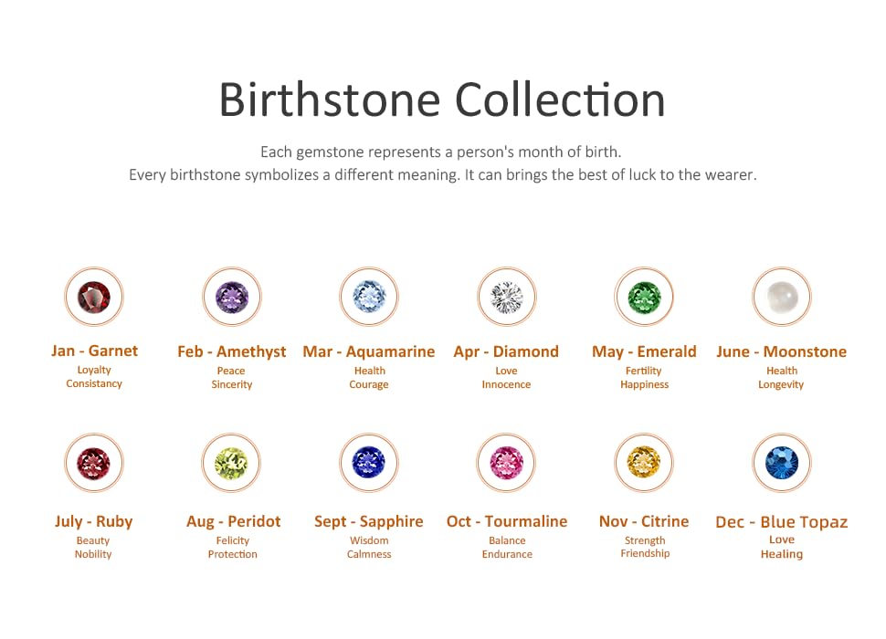 AGVANA Christmas Gifts 14K Solid White Gold Diamond Gemstone Pendant with Sterling Silver Chain 8mm Heart Birthstone Necklace Fine Jewelry Anniversary Birthday Gifts for Women Mom Wife