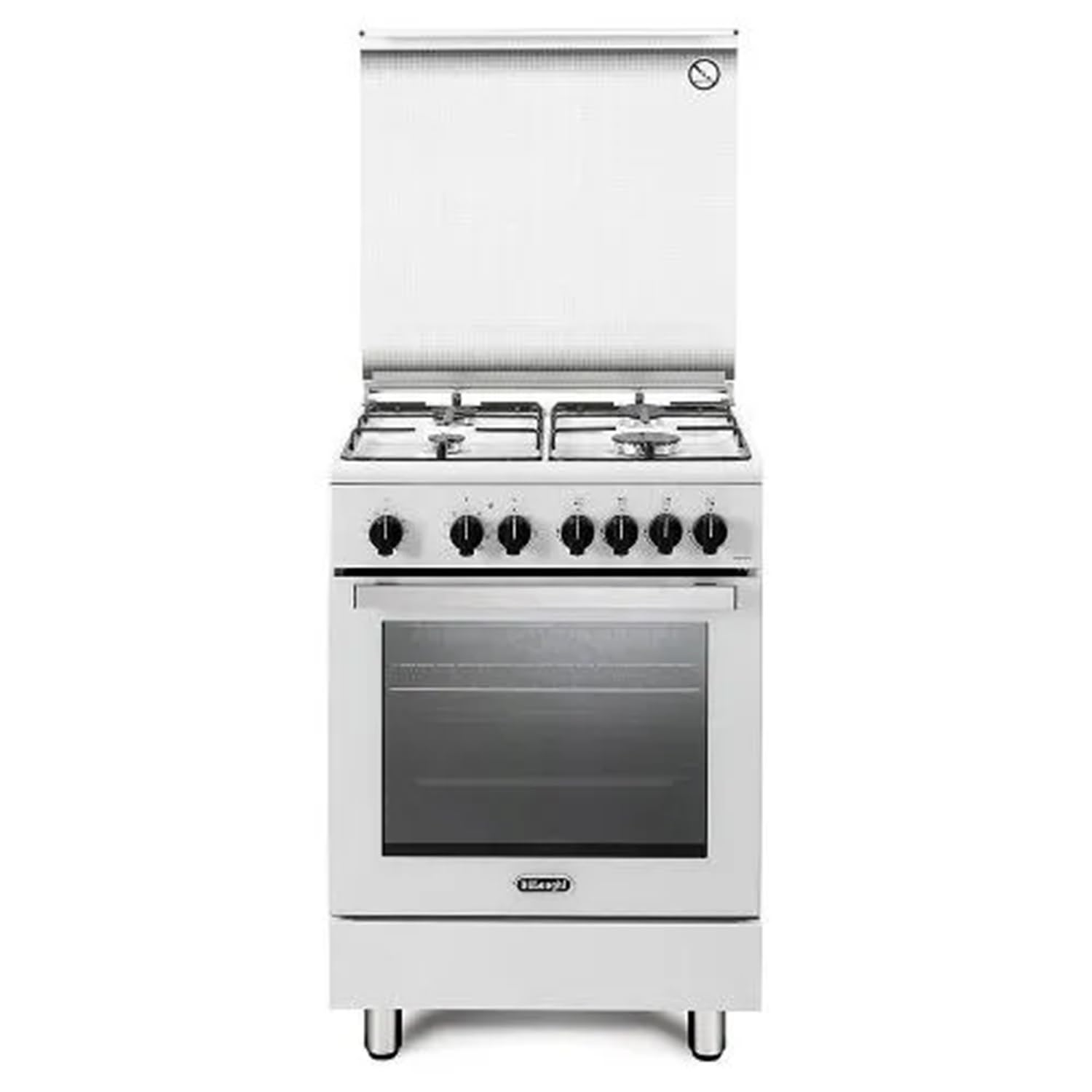 DMW64LSG - Cocina de gas con horno eléctrico, 4 fuegos, 60 x 60 cm, blanco, clase energética A