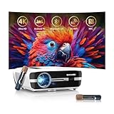 4K Karaoke Projector with 2 Wireless Microphones, 1500 ANSI Lumens Android TV Smart Projector, WiFi 6 & Bluetooth 5.2, NFC Screen Mirroring, Daytime Home Theater Projector HDMI/USB/LAN Ports