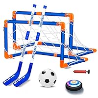 NIWWIN Air Power Fußball,Hover-Fußball 3-in-1 Hockey -Spielzeugset, simuliertes Hockeyspiel, Innen- und Outdoor -Hockeyspielzeug, geeignet für Kinder Jungen Mädchen ab 3 4 5 6 7 8-12 Jahre.