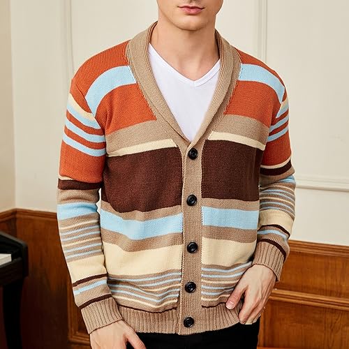 Men's Casual Cardigan Sweater Long Sleeve Casual V Neck Button Down Cable Knitted Sweater4