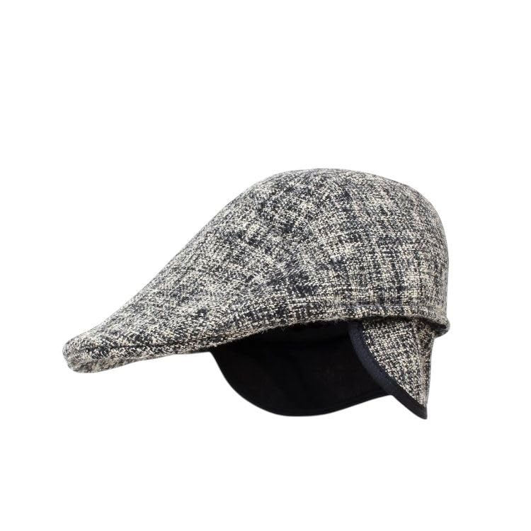 Men's Golf Flat Cap, Cotton Blend Ivy Gatsby Newsboy Hat with Ear Flaps, Stylish Patterned & Checkered Winter Driving Caps, Outdoor Cabbie Hat for Men