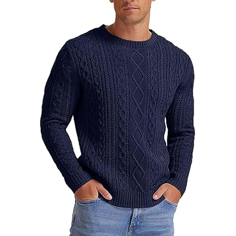 Hisir Men's Navy Blue Cable Knit Jumper Cover