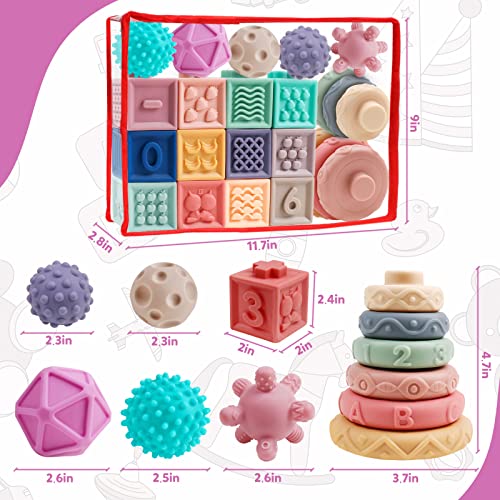 Tsyan Baby Blocks Soft Building Blocks Montessori Toys For Infant 0-6 6-12 Months Baby Sorting And Stacking Sensory Teething Toys Educational Learning Stacking Tower For Newborns Toddlers Babies #TOP3