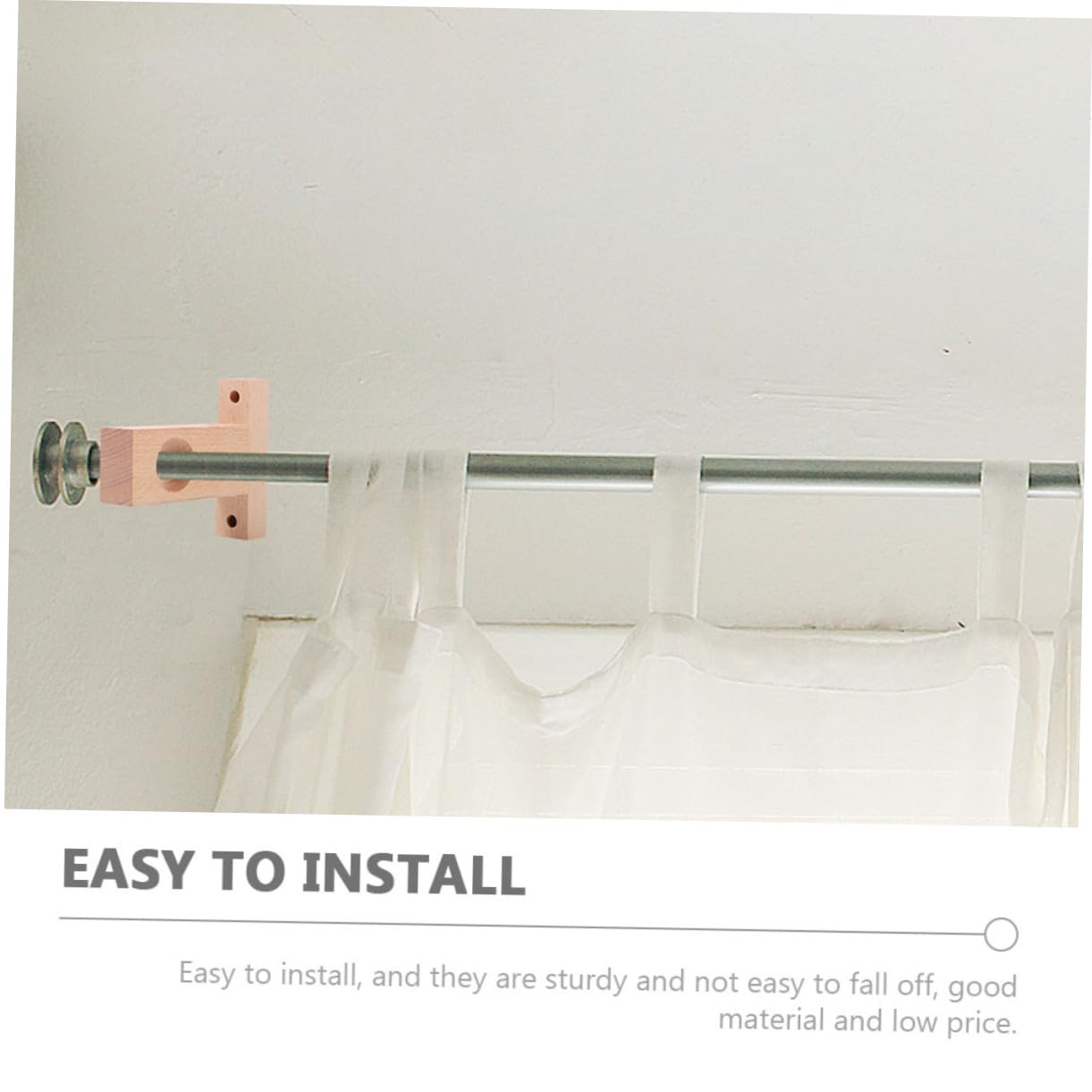 Supporto per Bastoni da Tende in Legno Beige 4 Pezzi, Resistente e Facile da Installare, per Camera da Letto e Studio