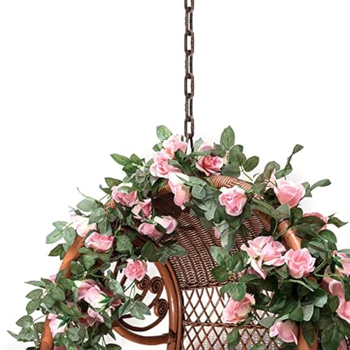Image of TIED RIBBONS Pack of 2 Artificial Flower Vine Garland Creeper 69 Small Rose (183 cm) Garland for Decoration Wall Door Hanging Home Decor Balcony Indoor Office Ganesh Chaturthi Decoration Items (Pink)