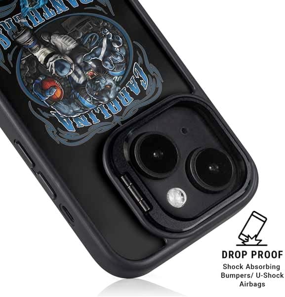 Skinit Kickstand Phone Case Compatible with iPhone 16 - Officially Licensed Liquid Blue NFL Carolina Panthers Running Back Design