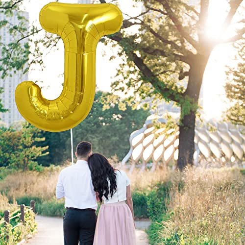 Image of TONIFUL 40 Inch Large Gold Letter J Balloons, Foil Mylar Big Balloons for 2026 New Year Eve Graduation Wedding Baby Shower Birthday Party Anniversary Decorations
