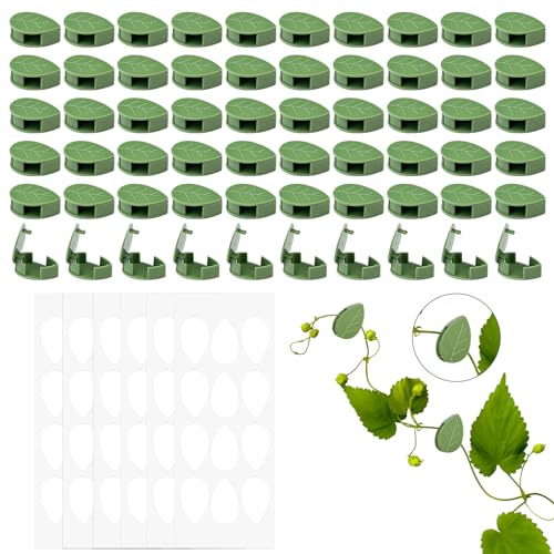 Frevoitna 60 Piezas Clip de Fijación de Planta, Clips de Soportes de Plantas, Clips para Plantas de Jardín, Clip Sujeta Planta Trepadoras y de Exterior, Soporte de Plantas Autoadhesivo Invisibles