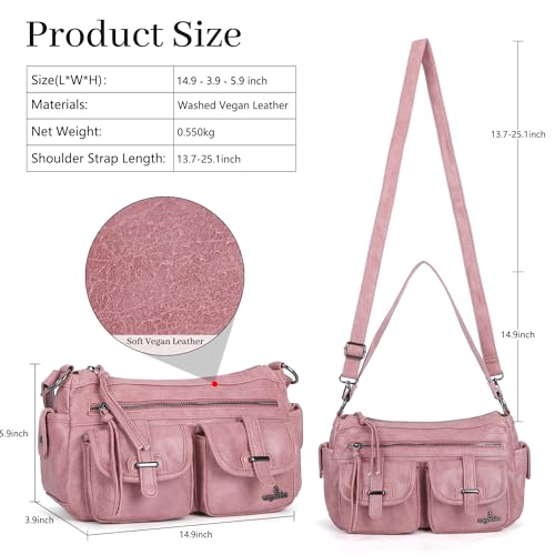 Image of Angel Kiss Hobo Purses for Women Crossbody Shoulder Bag Ladies Multi Pocket Handbags with Adjustable Shoulder Strap | Soft Vegan Leather