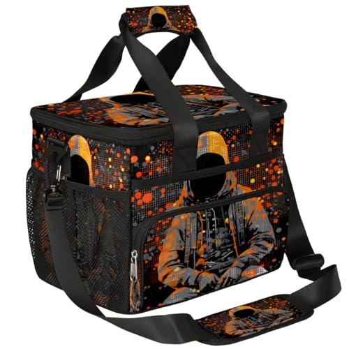 Scary Guy Insulated Picnic Backpack Lunch Box for Women Men Picnic Basket Tote Lunch Bag Picnic Bag Portable Lunch Bags for Picnic, Beach, Work, Trip,Office, Camp Hooded Man