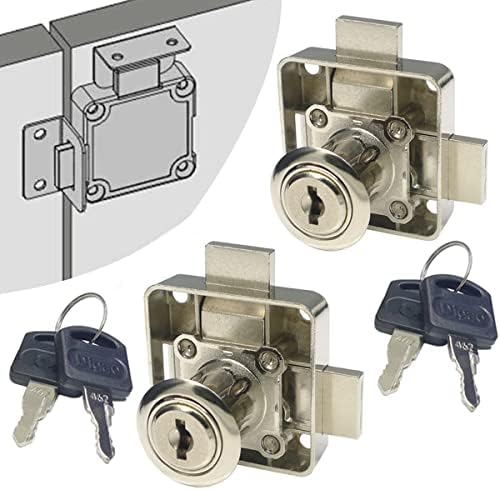 2-Pack Cabinet Double Door Locks Keyed Alike - Safety Lock For 15-22mm Door Panels