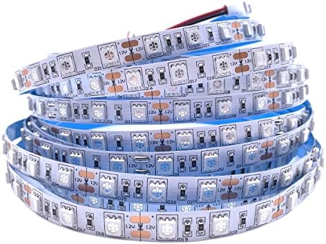 TOPXCDZ 12V 5m UV Led Strip Light 5050 SMD 60leds/m 395-405nm Waterproof Ultraviolet Ray Purple Tape lamp for DJ Fluorescence (IP20 Not Waterproof)