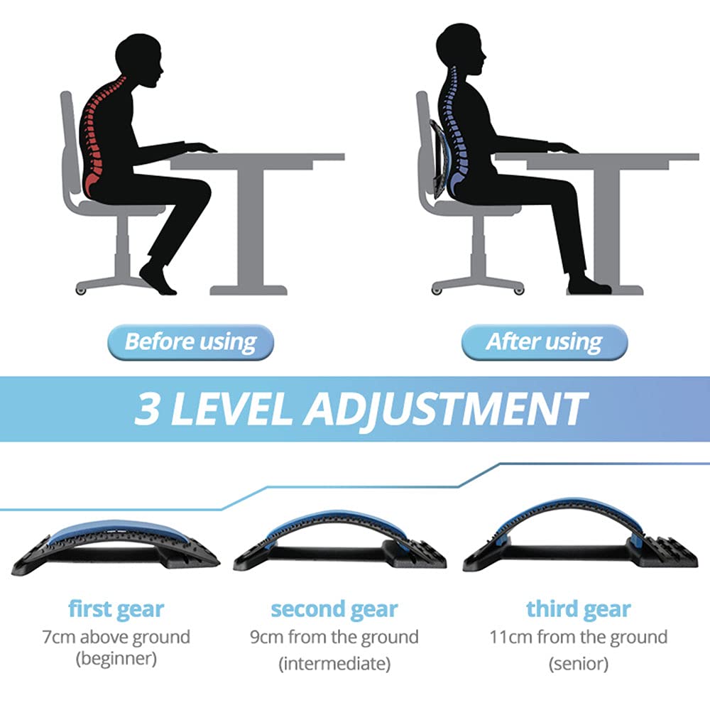 Rückendehner Multi-Level-Verstellbarer Rückenmassagegerät-Bahre-Taille-Hals-Stretch-Fitnessgeräte Lendenheizkervical-Rückenstütze-Schmerzlinderung Rückenstrecker Rückendehner (Size : Red)