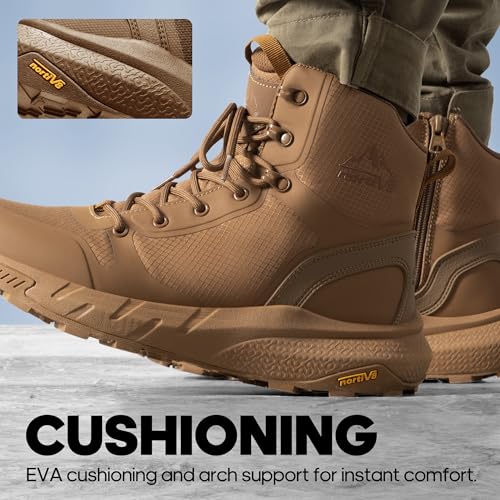 Image of NORTIV 8 Men's Military Tactical Boot Lightweight Comfortable Boots for Work All Day Side Zipper Motorcycle Combat Hiking Boots Metrostrike(8-9 Inches)