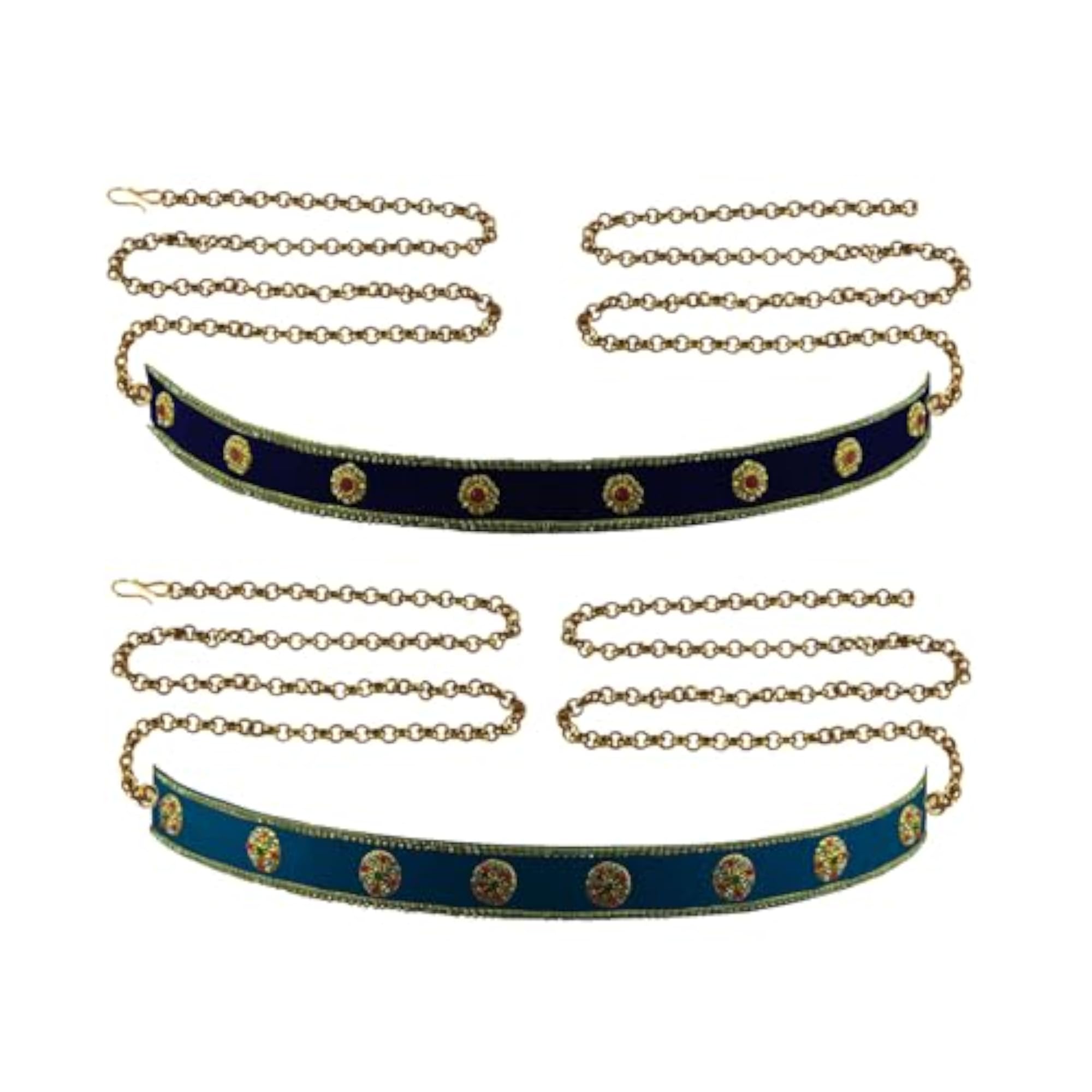 Women's Adjustable Velvet Stone Studded Traditional Waist Chain Kamarbandh