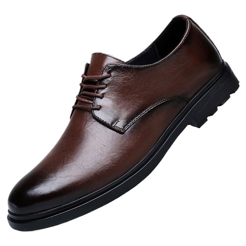 Men's Genuine Leather Oxford Shoes, Classic Modern Dress Shoes for Weddings, Business Formal Events