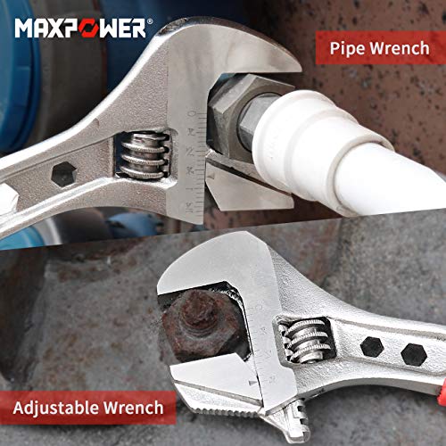 Maxpower 4 Pcs Adjustable Wrench, Reversible Jaw Adjustable Spanner Wrench Set With Box End And Hex Function (6 In. 8 In. 10 In. 12 In.) #TOP1