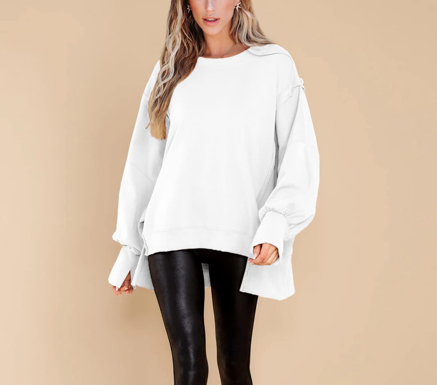 BWQ Womens Oversized Sweatshirt Crewneck Long Sleeve Shirts Pullover Sweatshirts S-2XL - Image 2