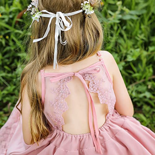 Lace Boho Flower Girl Dress Backless Bridesmaid Formal Tulle Party Little Girls Birthday Dresses Holiday #TOP5