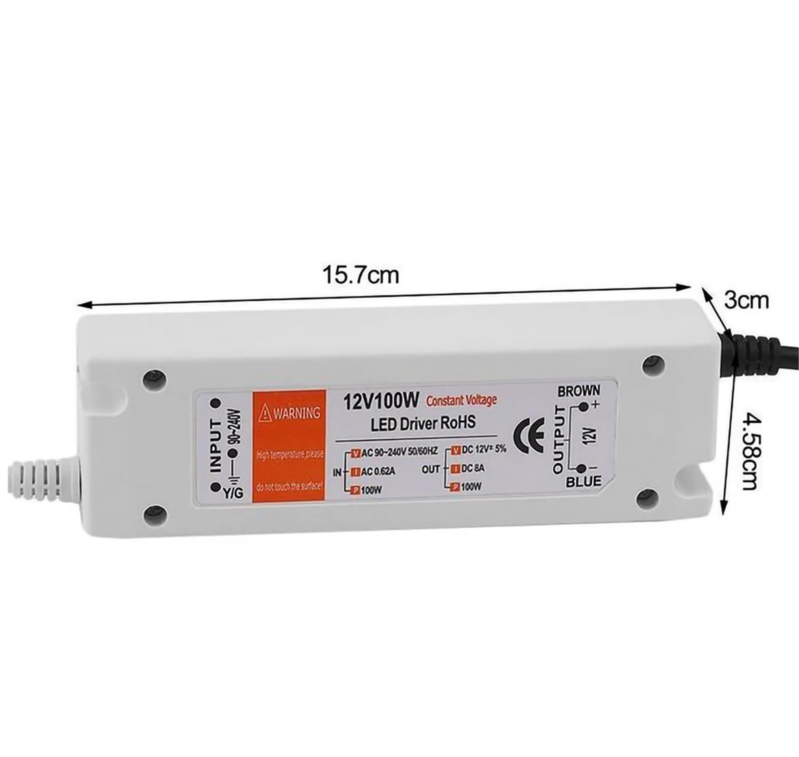 Sterownik LED 18 W 28 W 48 W 72 W 100 W stały prąd szerokie napięcie AC90-240V z chronionym zasilaczem przełączającym adapter DC12V (18W)