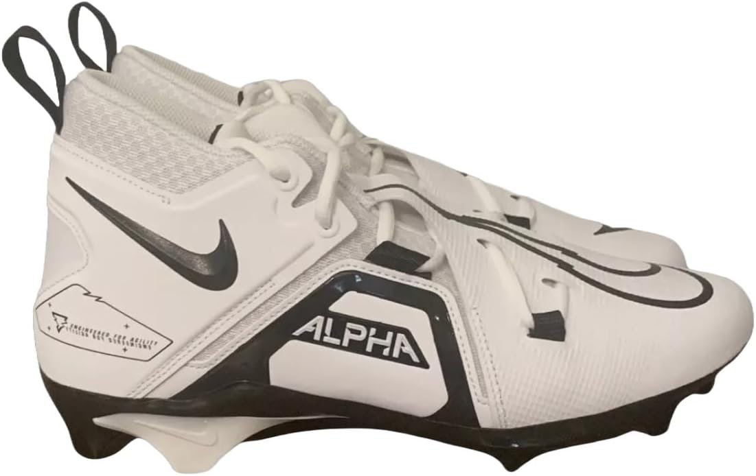 Nike Alpha Menace Pro 3 P Men's Football Cleats White Black DM1788-103 (DM1788-103, US Footwear Size System, Adult, Men, Numeric, Medium, 11.5)