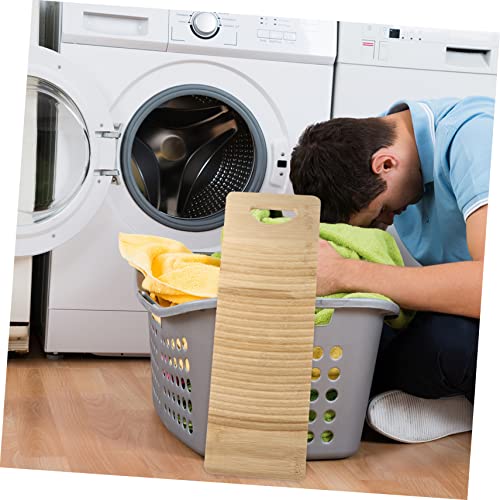 ERINGOGO Household Bamboo Washboard 50x17cm Laundry Wash Board Clothes Wash Board for Manual Washing Home Use Natural Bamboo Material - Image 7