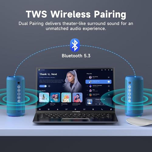 Image of Ortizan Portable Bluetooth Speaker, IPX7 Waterproof, Wireless, Big Sound and Deep Bass, 24W Stereo, TWS Pairing, 30Hrs Playtime, Bluetooth 5.3, RGB Lights, for Home /Party /Outdoor /Beach (X10 Blue)