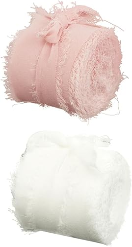 TEHAUX 2 Rolls Hand Torn Raw Edge Ribbon Wedding DIY Ribbon Wedding Invitations Ribbon Wedding Fringe Ribbons Cake Toppers Convenient Fringe Ribbon