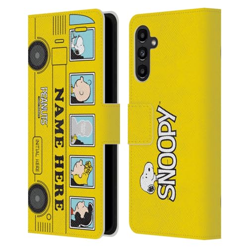 Coque Samsung A13 5G Personnalisée Peanuts Bus Jaune Étui Portefeuille Cuir pour Transports