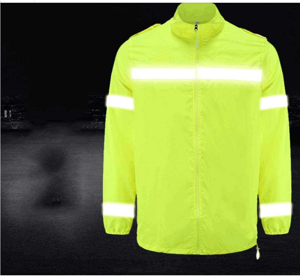 Kamizelka ochronna High Vis, Odblaskowa odzież chroniąca przed słońcem, kurtka odblaskowa z długim rękawem, na wynos, kamizelka budowlana do ekspresowej dostawy(Large)
