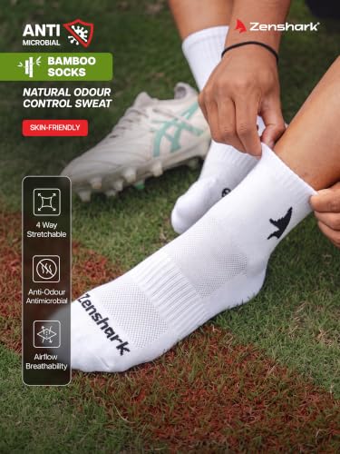 Image of ZENSHARK Bamboo Socks for Men & Women, Pack of 3 (Black /White /Navy Blue) | Anti-Odour Lightweight Ankle Socks | Breathable Sweat-Absorbing Natural bamboo Fabric Blend Gym Running Sports Socks