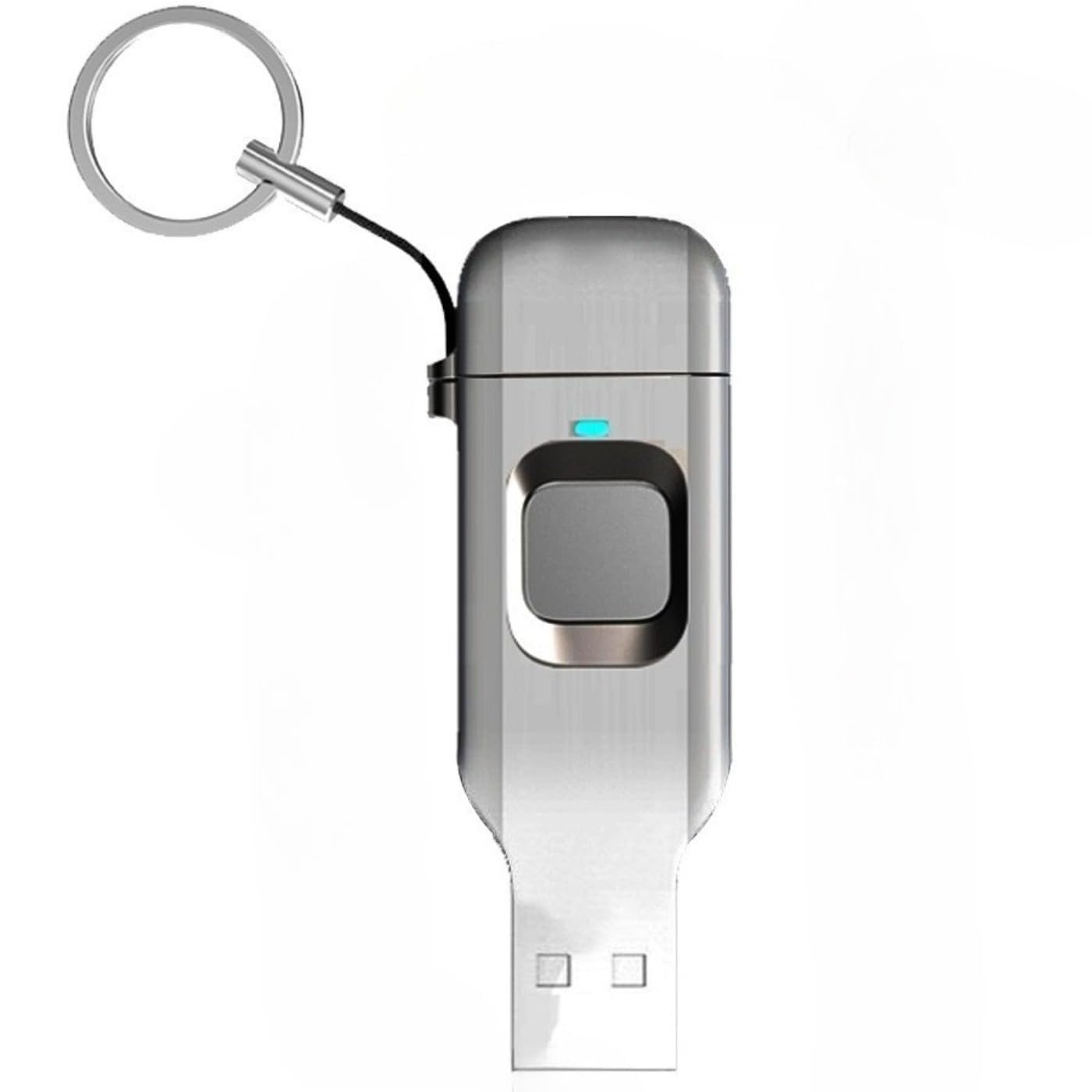 64 GB/128 GB szyfrowany czytnik linii papilarnych USB-C Flash Drive USB 3.0 (128 GB) | Podwójny interfejs, pamięć z podwójną przegrodą, kompatybilność z telefonem i komputerem, brelok w zestawie, szybki transfer