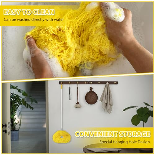 Image of Ceiling Fan Cleaner Duster High Ceiling Extended Fan Blade Cleaner from 13 to 50 Inch Reusable Microfiber Ceiling Fan Duster with Extension Handle for Furniture Bookshelves Wall Door (Yellow)