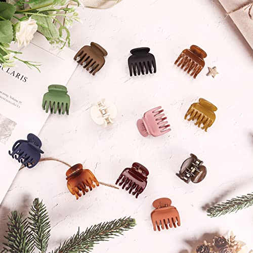 12 Pcs Double Row Teeth Hair Claw Clips 1.6'' Medium Hair Jaw Clips Matte And Shiny Small Claw Hair Clips For Thin Hair Non-Slip Short Hair Half-Updo Hair Accessories For Women And Girls #TOP6
