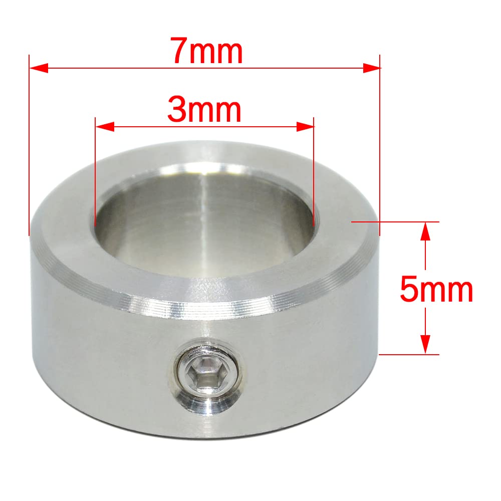 AUZHU - SCA - Metric - Stainless Steel Shaft Collars Fixing Rings Set Collars Quick Release locating Rings Stop Rings Bushing Throat Clamps Snap Ring Clamping Elements Size: ID 3 mm - OD 7 mm