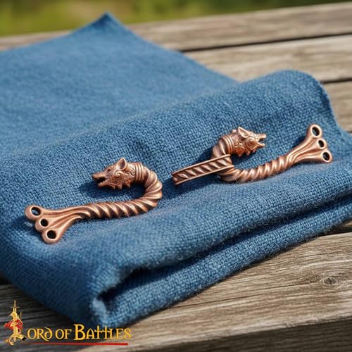 Image of Lord of Battles Medieval Cloak Clasp (Made of Bronze) | Viking Celtic Dragon Design Hook for Cloak Scarf, Shawl | Handmade Cloak Clasp Lost-Wax Cast Bronze