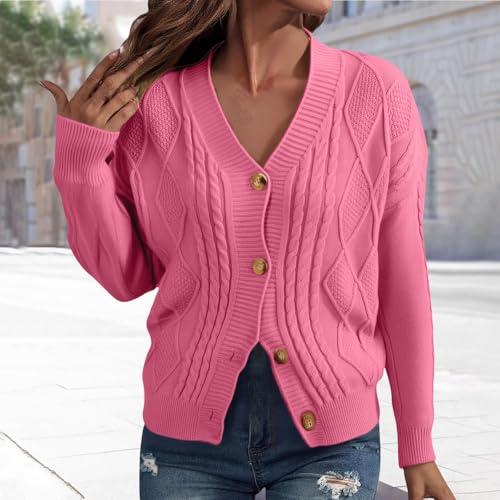 cardigan, Cardigans For Women UK Casual V Neck Sweaters Spring Autumn Winter Long Sleeve Knitted Solid Color Soft Cozy Cardigan Sweater Hoodies Ladies Fashion Cashmere Blouses Outfits Clothing