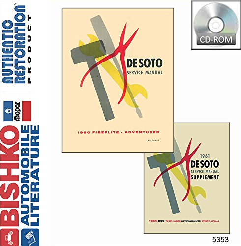 bishko automotive literature 1960 1961 DeSoto Adventurer Fireflite Shop Service Repair Manual CD Engine