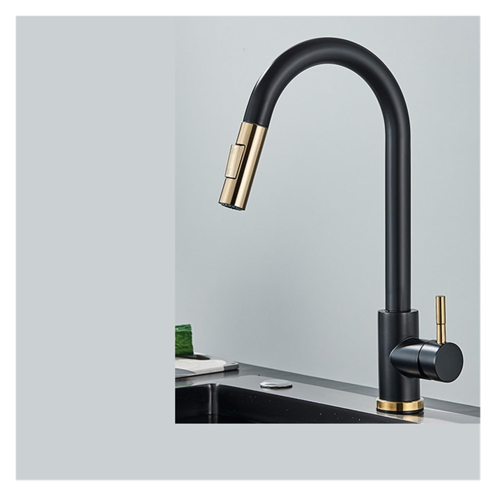 Robinet extractible cuisine en acier inoxydable brossé noir