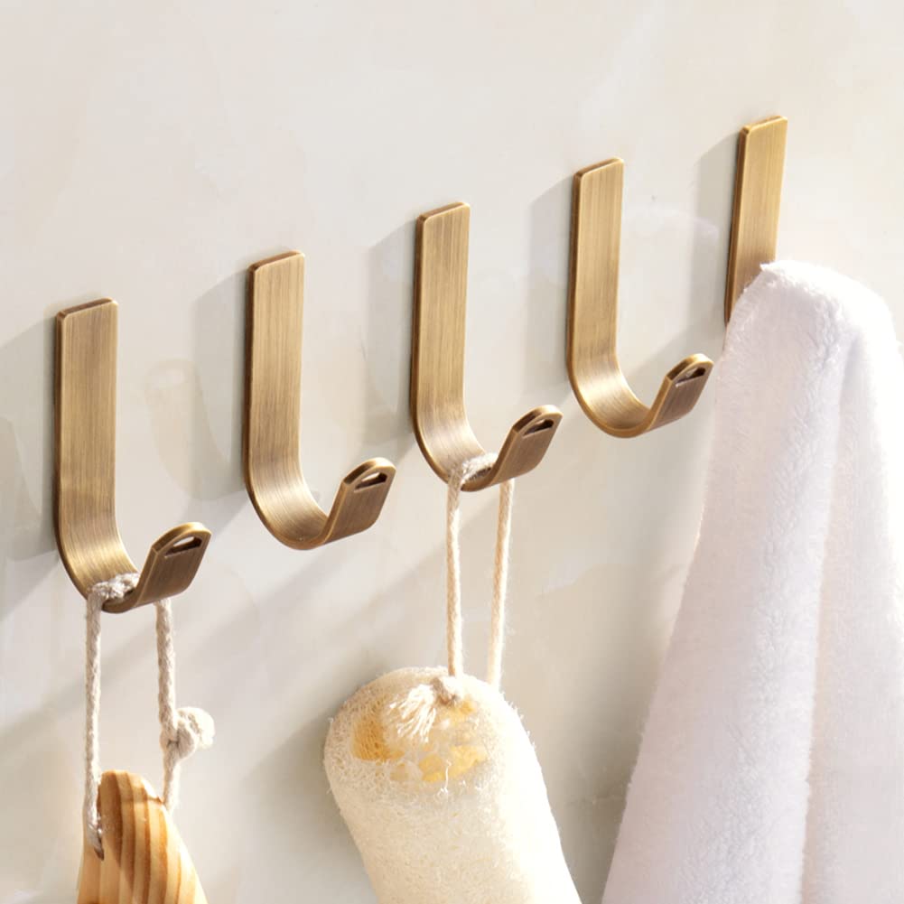 Set Di 5 Ganci A Muro In Ottone – Design Moderno E Robusto Per Appendere Giacche, Asciugamani E Cappelli | Perfetti Per Corridoio, Bagno E Cucina