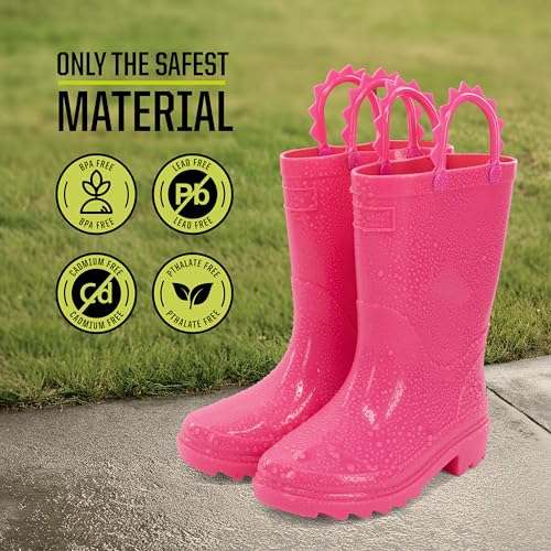 Western Chief Kids Waterproof Neon Rain Boots with Pull-On Handles and Traction Outsole3