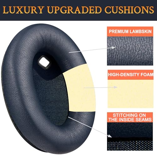 Image of SOULWIT Replacement Earpads for Sony WH-1000XM4 (WH1000XM4) Headphones, Ear Pads Cushions with Noise Isolation Foam, Added Thickness, Without Affecting Sensor - Brilliant Blue