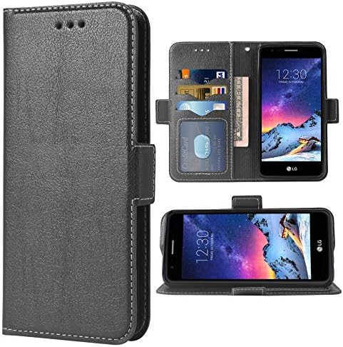 Phone Case for LG Phoenix 3/K8 2017 Folio Flip Wallet Case,PU Leather Credit Card Holder Slots Full Body Protection Phone Cover for LGphoenix3 LGK8 2017 Cases Women Men Black