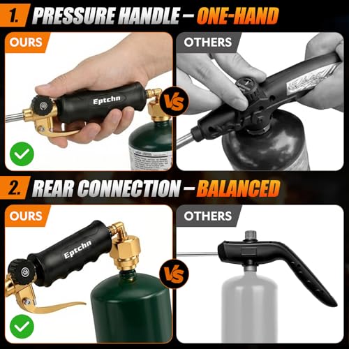 Image of Propane Torch Weed Burner, 33.4 inch Heavy Duty Propane Weed Torch with Push Button Igniter, Weed Torch Propane Burner for Weeds, Snow Melting, Roofing & Asphalt, Flame Thrower for Weeds